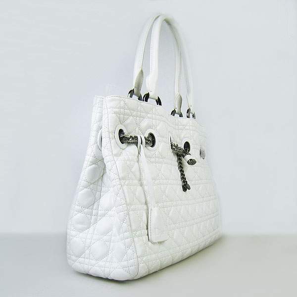 Christian Dior 1833 Quilted Lambskin Handbag-White - Click Image to Close